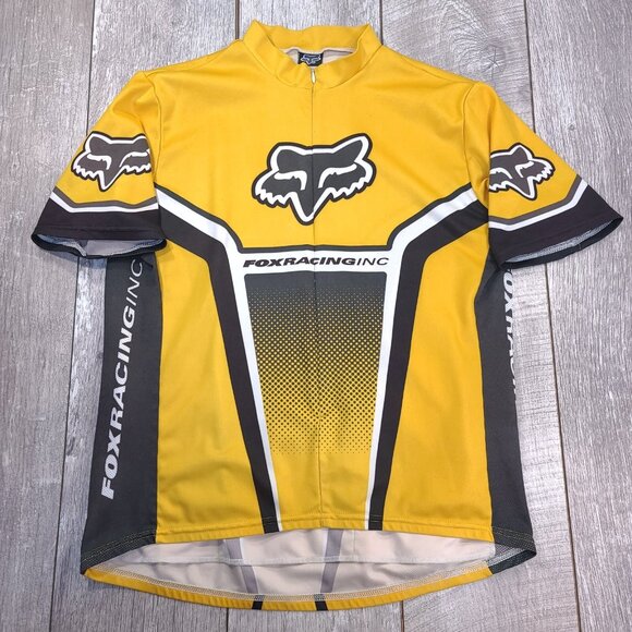 Fox Other - Fox Racing Jersey Mens XXL Yellow Black Cycling 3/4 Zip Short Sleeve Vintage